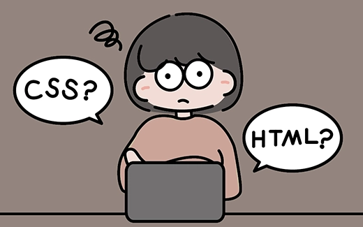 PCの前で理解できないコードで悩み続ける絵
